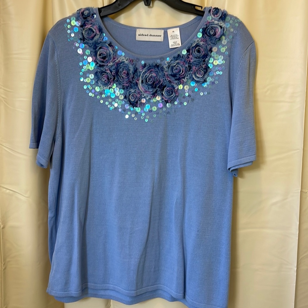 Alfred Dunner, womens embellished short sleeve sweater.